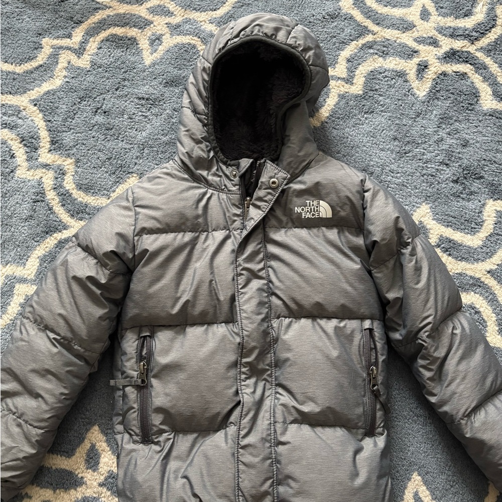 The North Face Charcoal Hooded Puffer Jacket